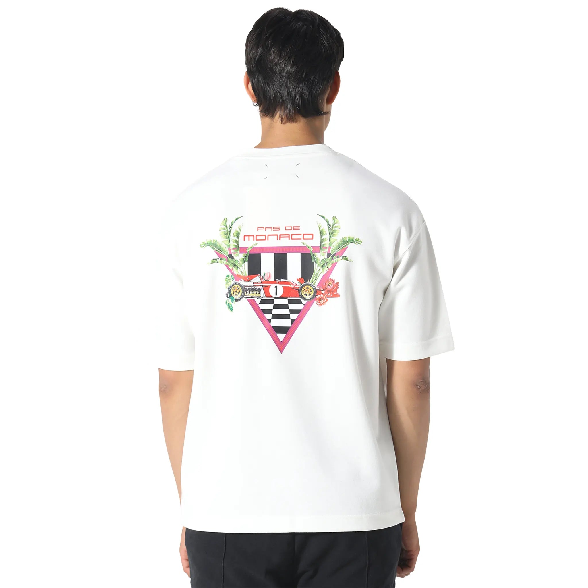 Back View of Pas De Monaco Formular Check Off White T-Shirt PKK22O00D-A11
